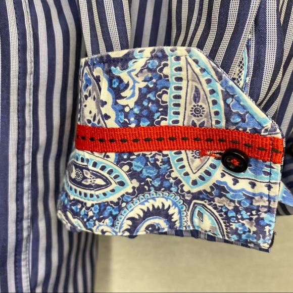 NXT Striped Dress Shirt Contrast Cuffs & Collar Blue Men’s Size 2X - Picture 4 of 11